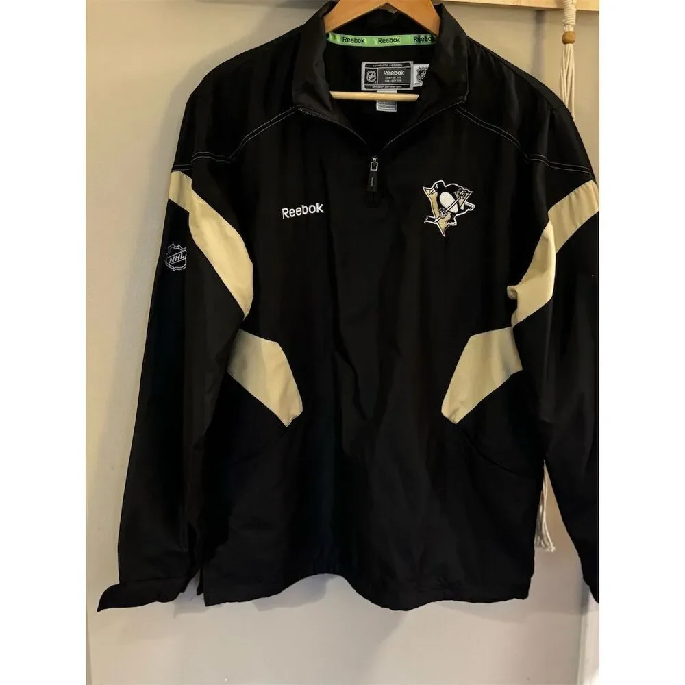 Reebok Men's Pittsburgh Penguins NHL Windbreaker Jacket Black Size S